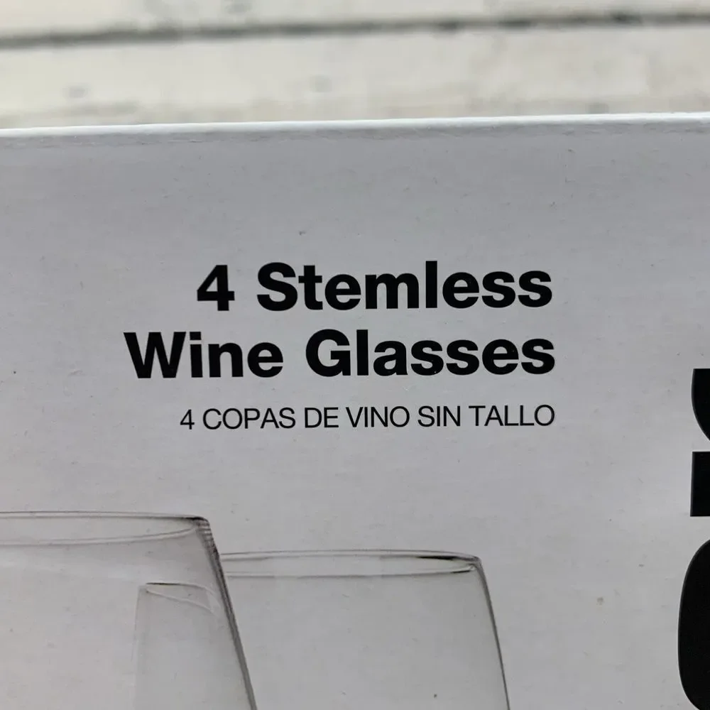 The Cellar Stemless Wine Glasses Set of 4 Christmas Holiday Sayings New‎